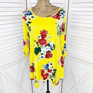 Larace Floral Swing Tunic Shirt Yellow Medium‎